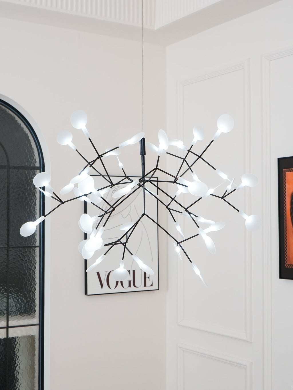 Glimmer | Firefly LED Chandelier, Modern Branch Chandelier, Dimmable Black Ceiling Light for Dining Room