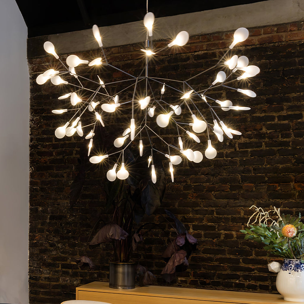 Glimmer | Firefly LED Chandelier, Modern Branch Chandelier, Dimmable Black Ceiling Light for Dining Room