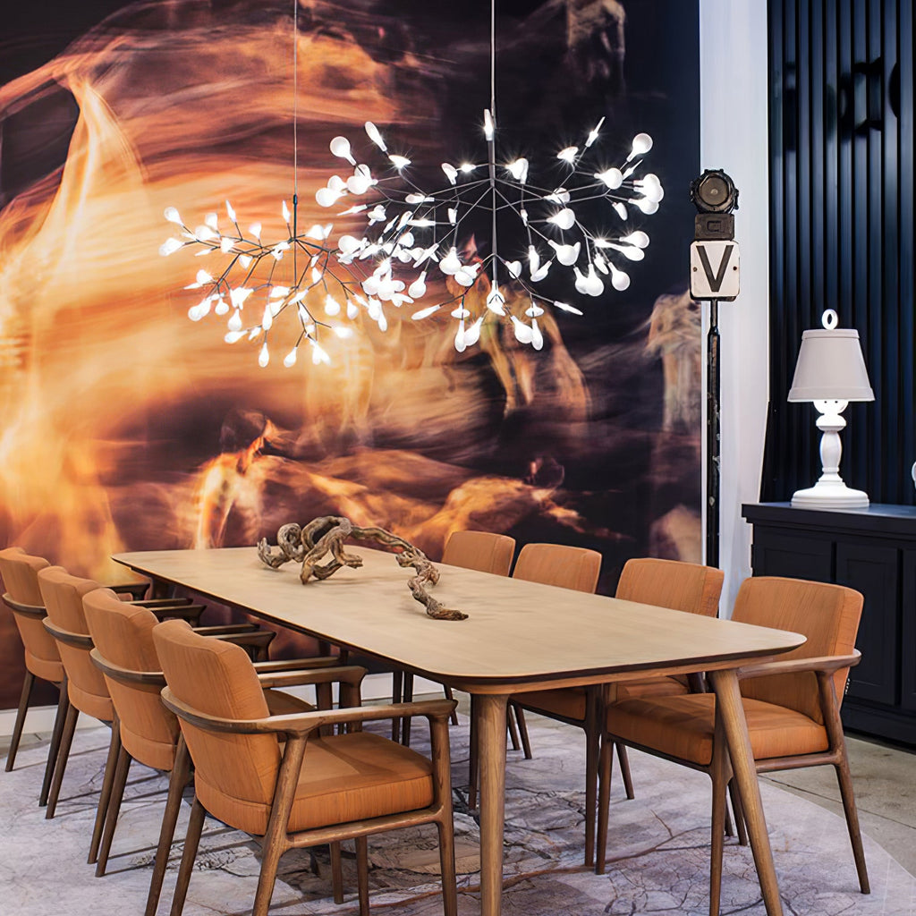 Glimmer | Firefly LED Chandelier, Modern Branch Chandelier, Dimmable Black Ceiling Light for Dining Room