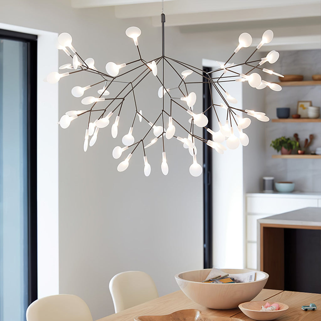 Glimmer | Firefly LED Chandelier, Modern Branch Chandelier, Dimmable Black Ceiling Light for Dining Room