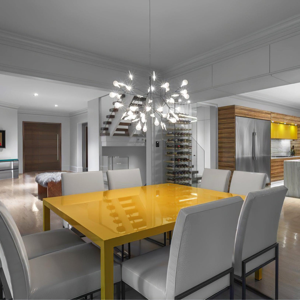 Glimmer | Firefly LED Chandelier, Modern Branch Chandelier, Dimmable Black Ceiling Light for Dining Room