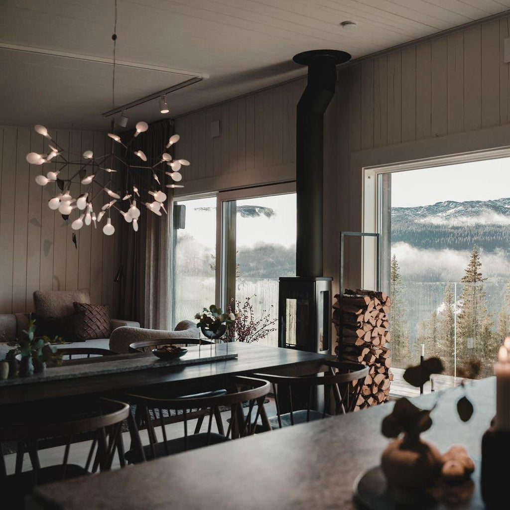Glimmer | Firefly LED Chandelier, Modern Branch Chandelier, Dimmable Black Ceiling Light for Dining Room