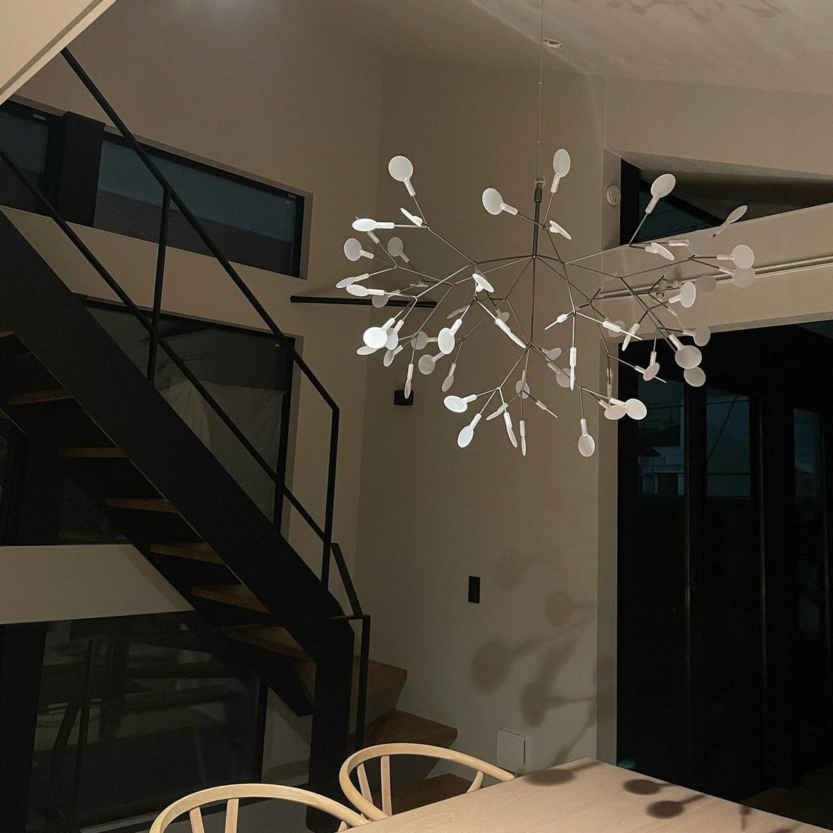 Glimmer | Firefly LED Chandelier, Modern Branch Chandelier, Dimmable Black Ceiling Light for Dining Room