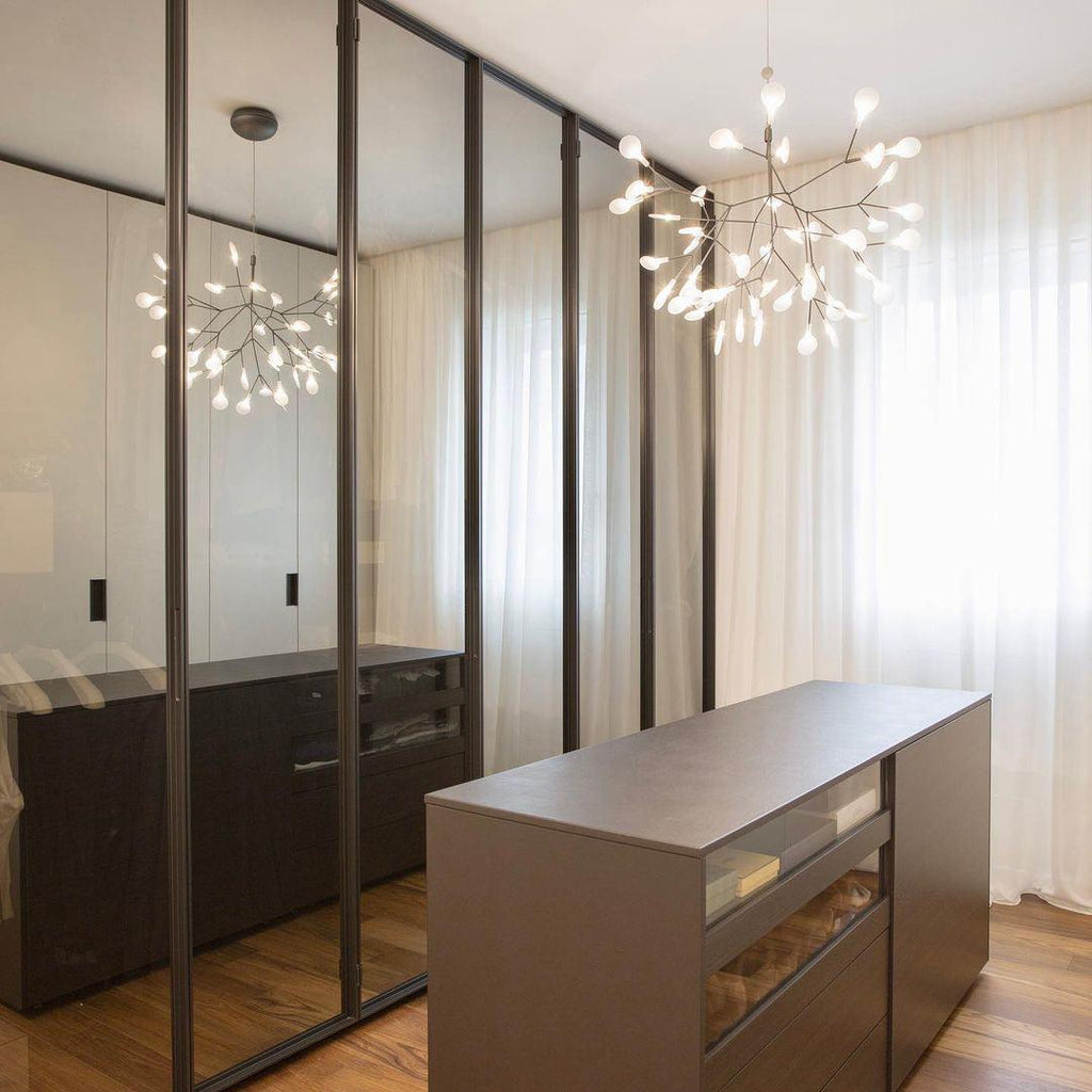 Glimmer | Firefly LED Chandelier, Modern Branch Chandelier, Dimmable Black Ceiling Light for Dining Room