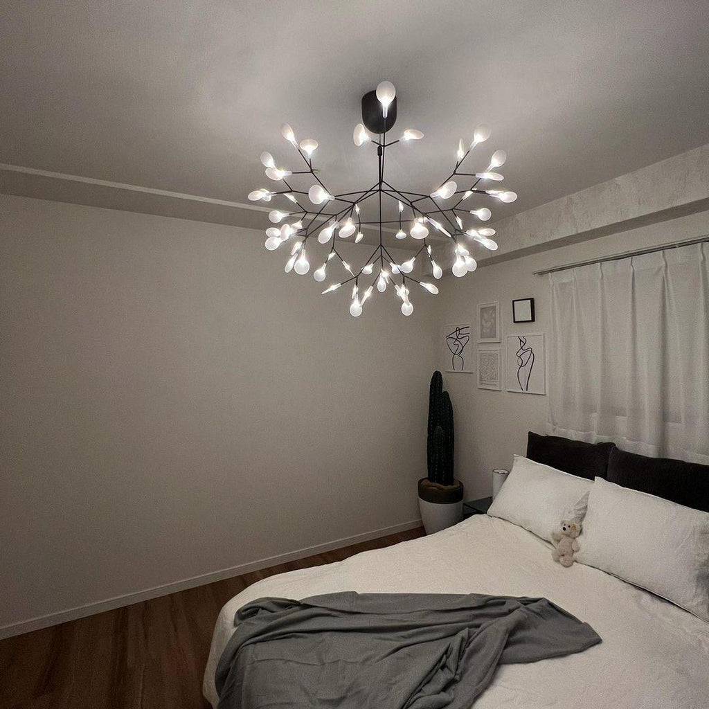 Glimmer | Firefly LED Chandelier, Modern Branch Chandelier, Dimmable Black Ceiling Light for Dining Room