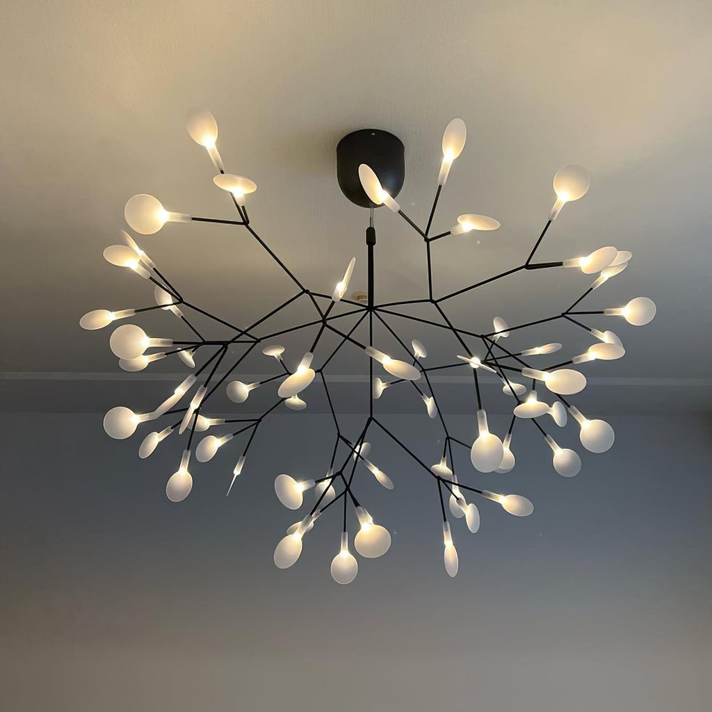 Glimmer | Firefly LED Chandelier, Modern Branch Chandelier, Dimmable Black Ceiling Light for Dining Room
