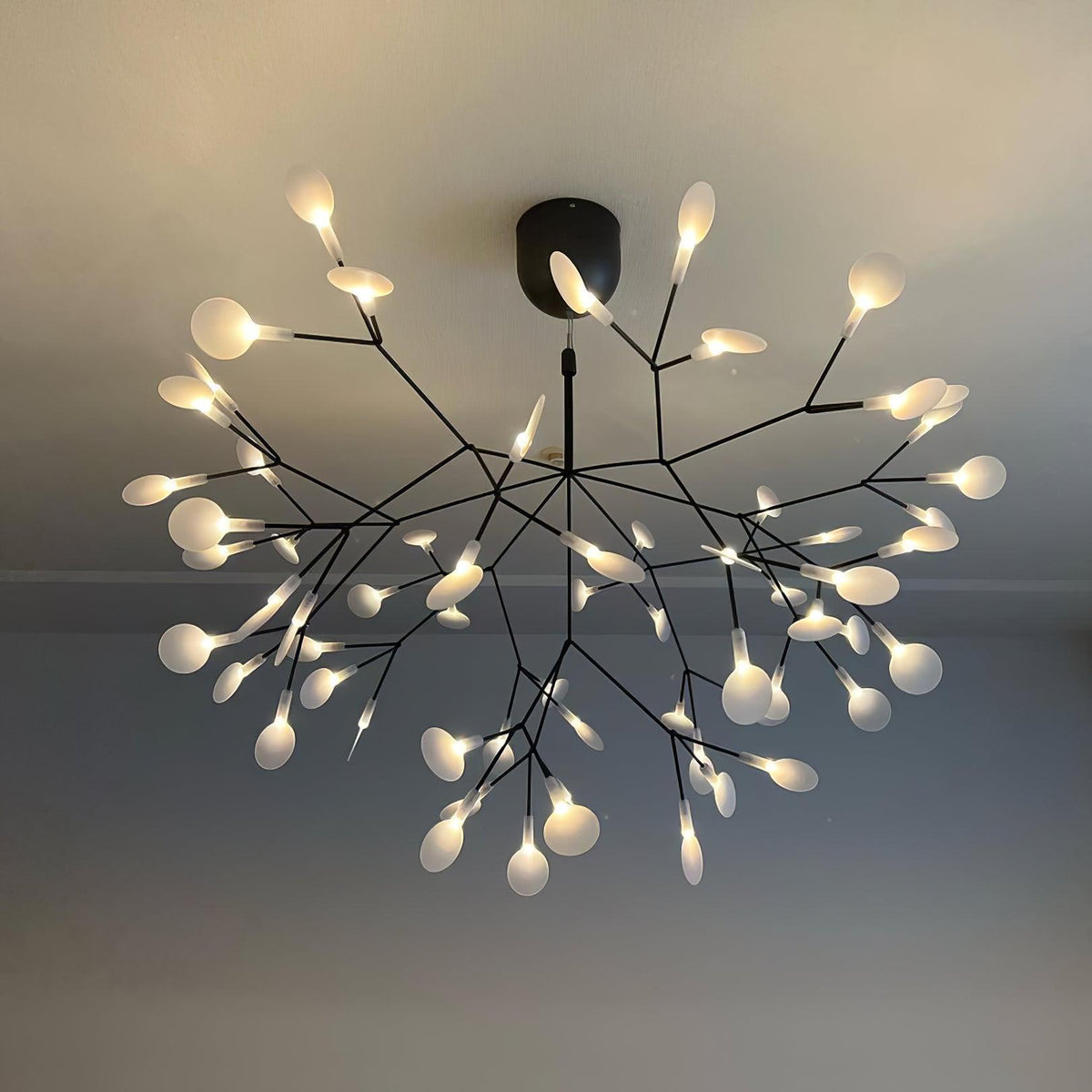 Glimmer | Firefly LED Chandelier, Modern Branch Chandelier, Dimmable Black Ceiling Light for Dining Room