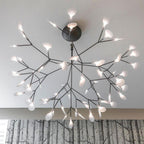 Glimmer | Firefly LED Chandelier, Modern Branch Chandelier, Dimmable Black Ceiling Light for Dining Room