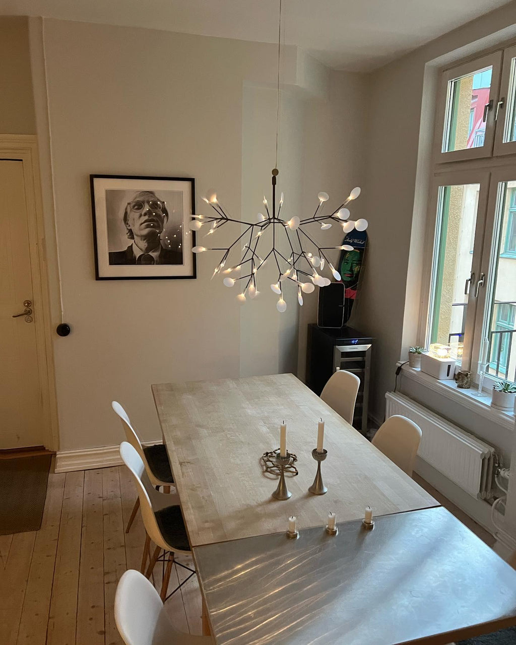 Glimmer | Firefly LED Chandelier, Modern Branch Chandelier, Dimmable Black Ceiling Light for Dining Room