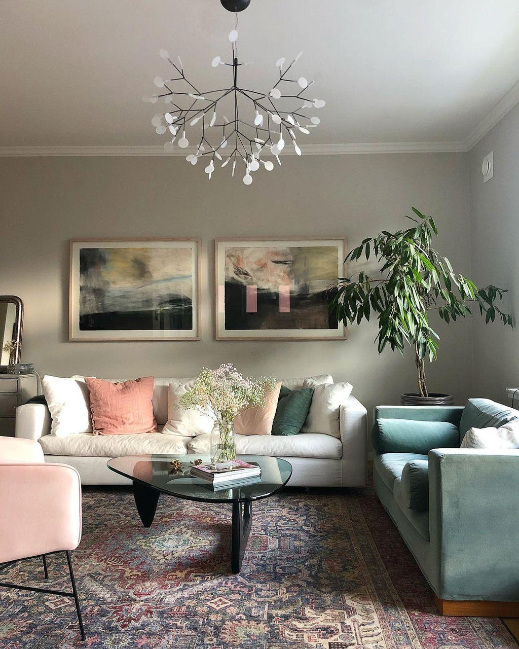 Glimmer | Firefly LED Chandelier, Modern Branch Chandelier, Dimmable Black Ceiling Light for Dining Room