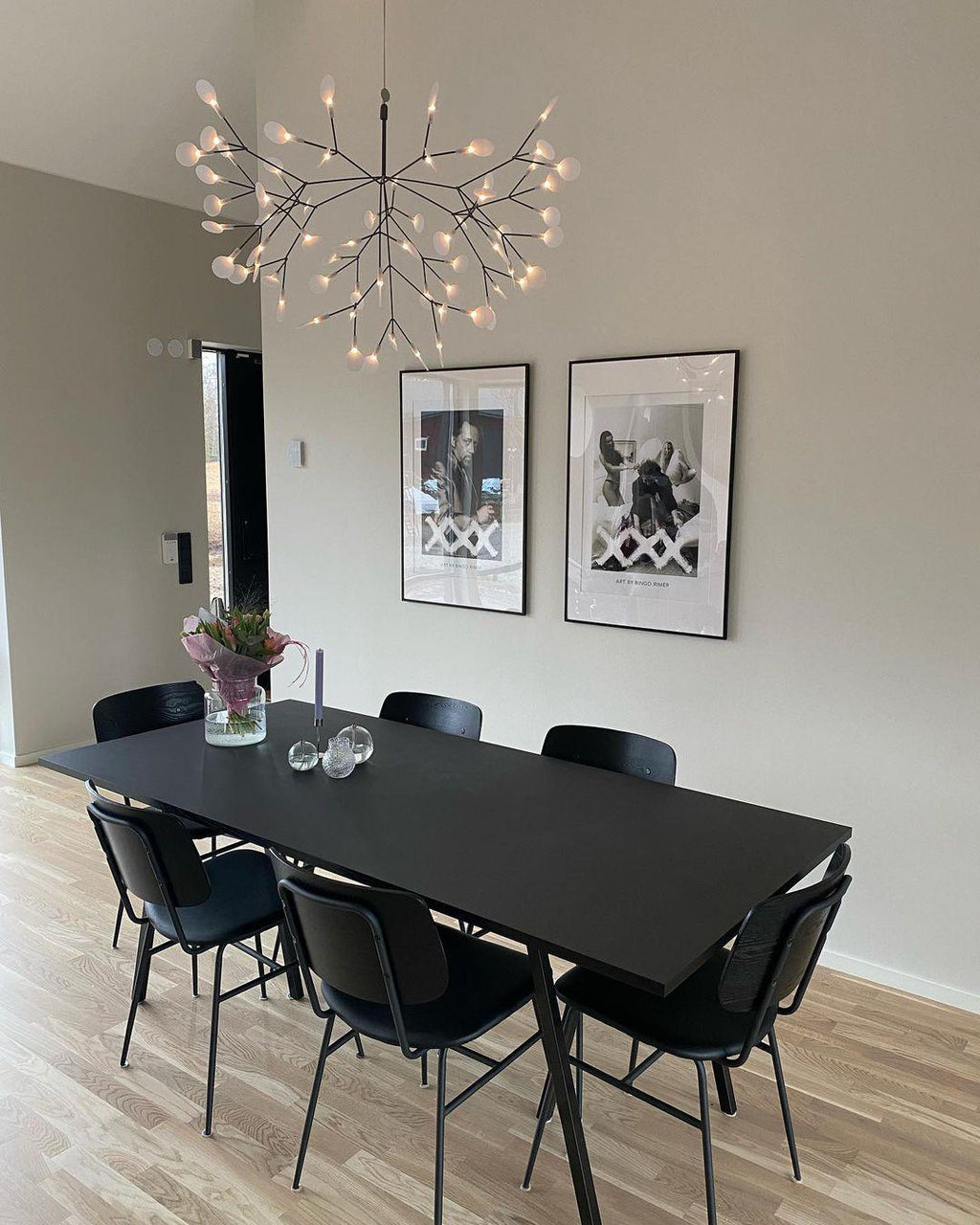 Glimmer | Firefly LED Chandelier, Modern Branch Chandelier, Dimmable Black Ceiling Light for Dining Room