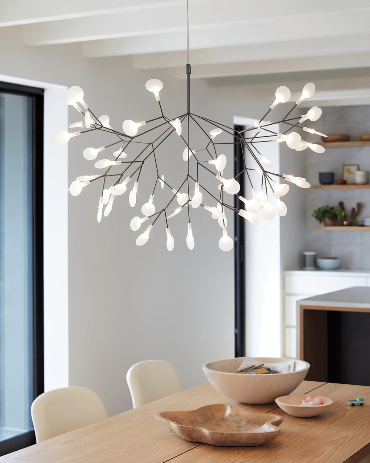 Glimmer | Firefly LED Chandelier, Modern Branch Chandelier, Dimmable Black Ceiling Light for Dining Room