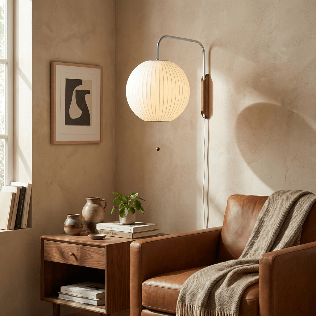 Bubble Ball | Plug In Wall Sconce, Mid Century Swivel Wall Lamp, Globe Bedside Reading Light