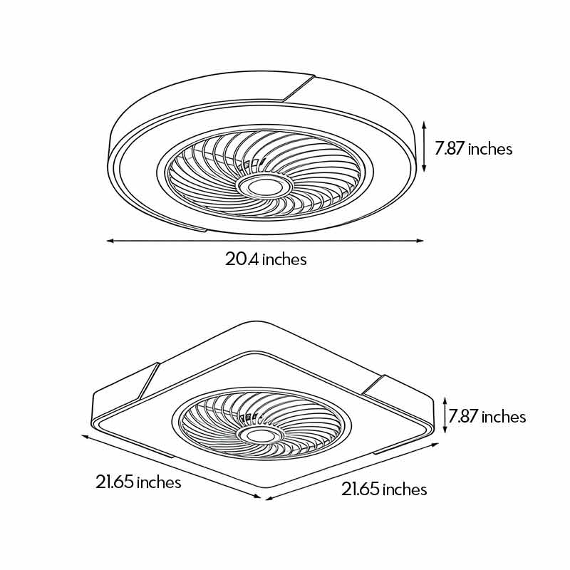 Bladeless | Flush Mount Ceiling Fan with Light and Remote, Low Profile Dimmable LED Fan for Bedroom