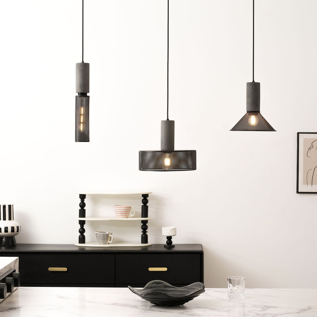 Concrete | Industrial Pendant Light, Cement Hanging Lamp for Kitchen Island, Dining Table and Bar