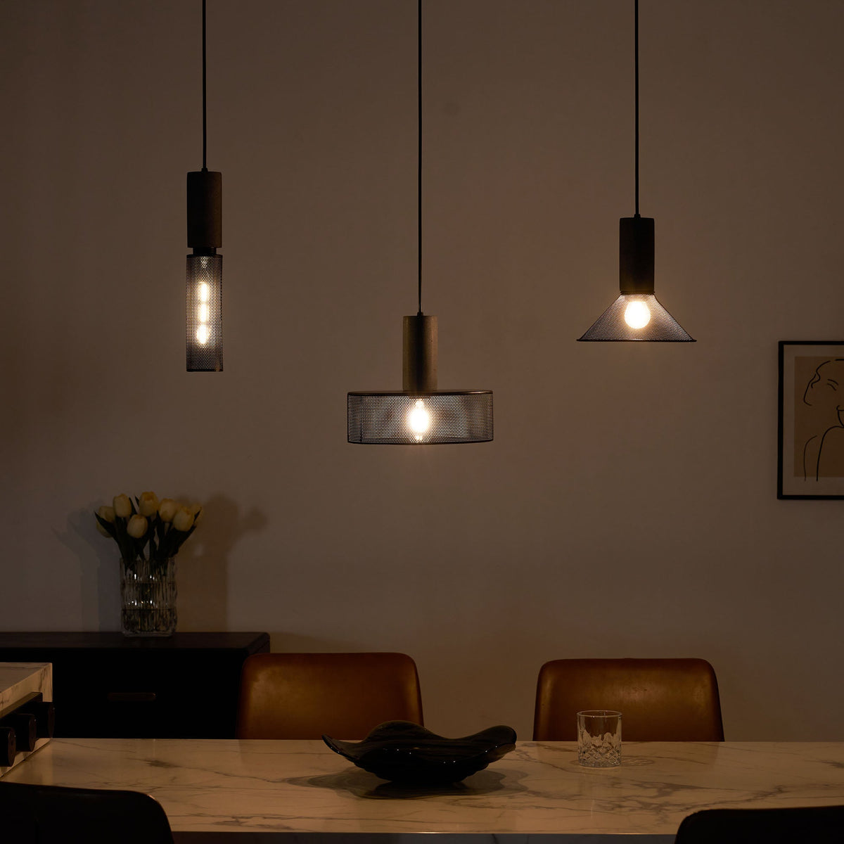 Concrete | Industrial Pendant Light, Cement Hanging Lamp for Kitchen Island, Dining Table and Bar