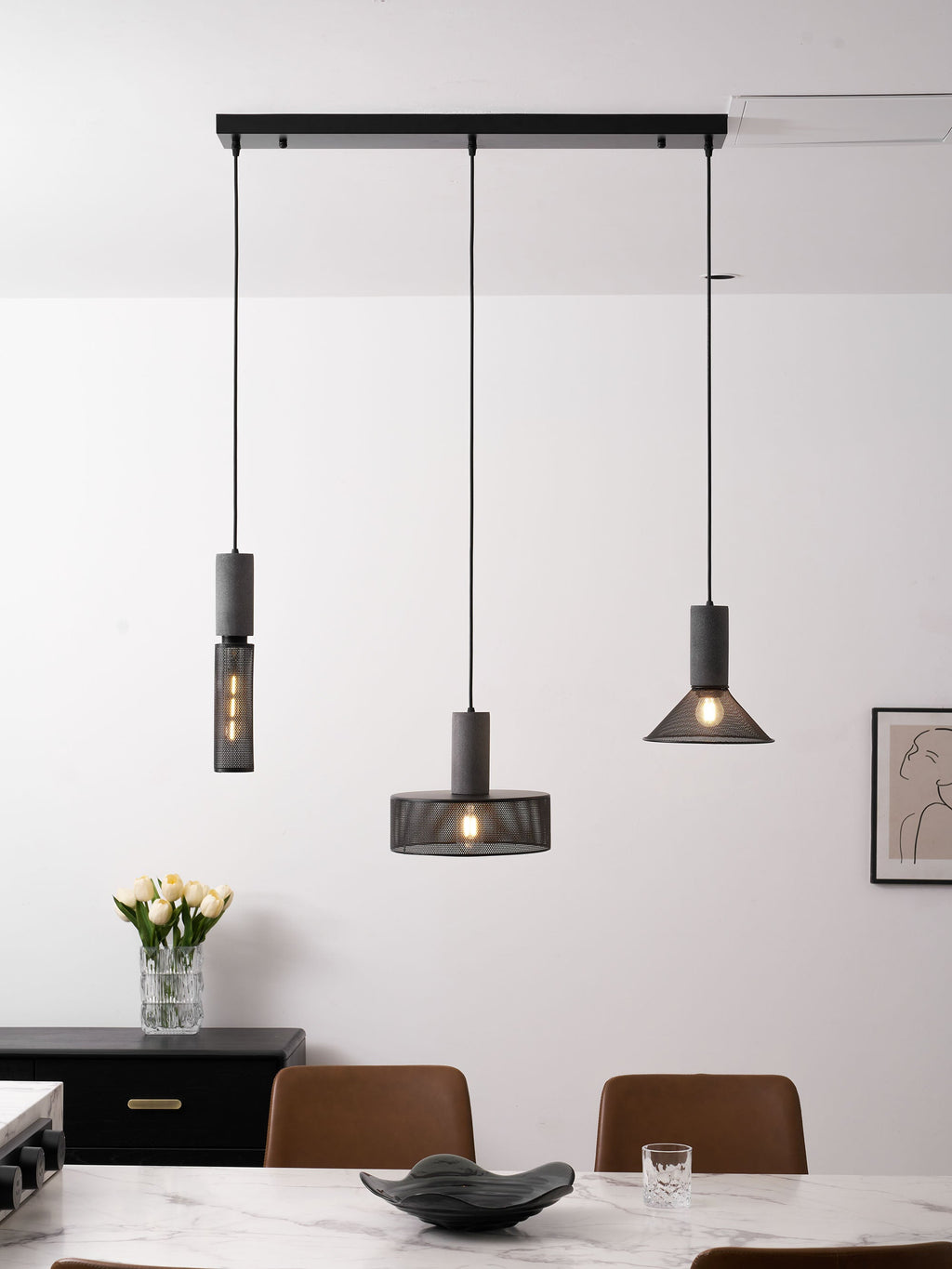 Concrete | Industrial Pendant Light, Cement Hanging Lamp for Kitchen Island, Dining Table and Bar
