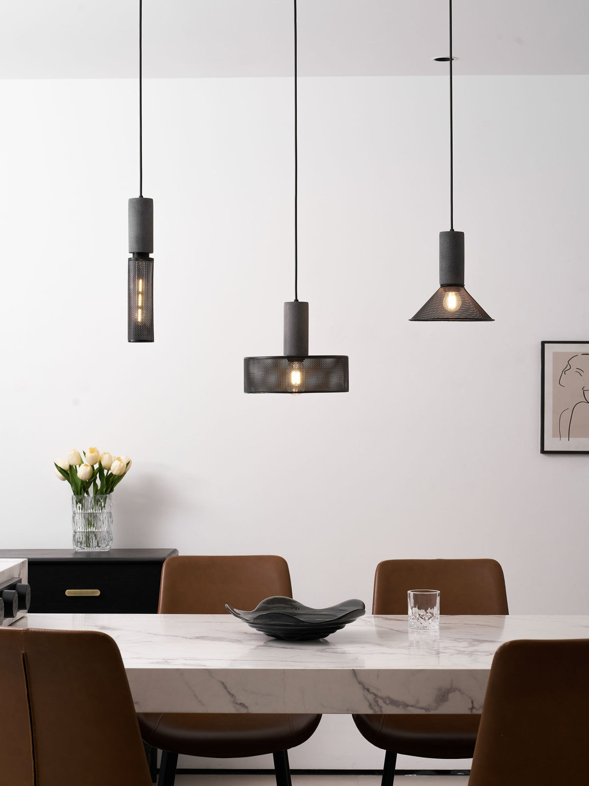 Concrete | Industrial Pendant Light, Cement Hanging Lamp for Kitchen Island, Dining Table and Bar