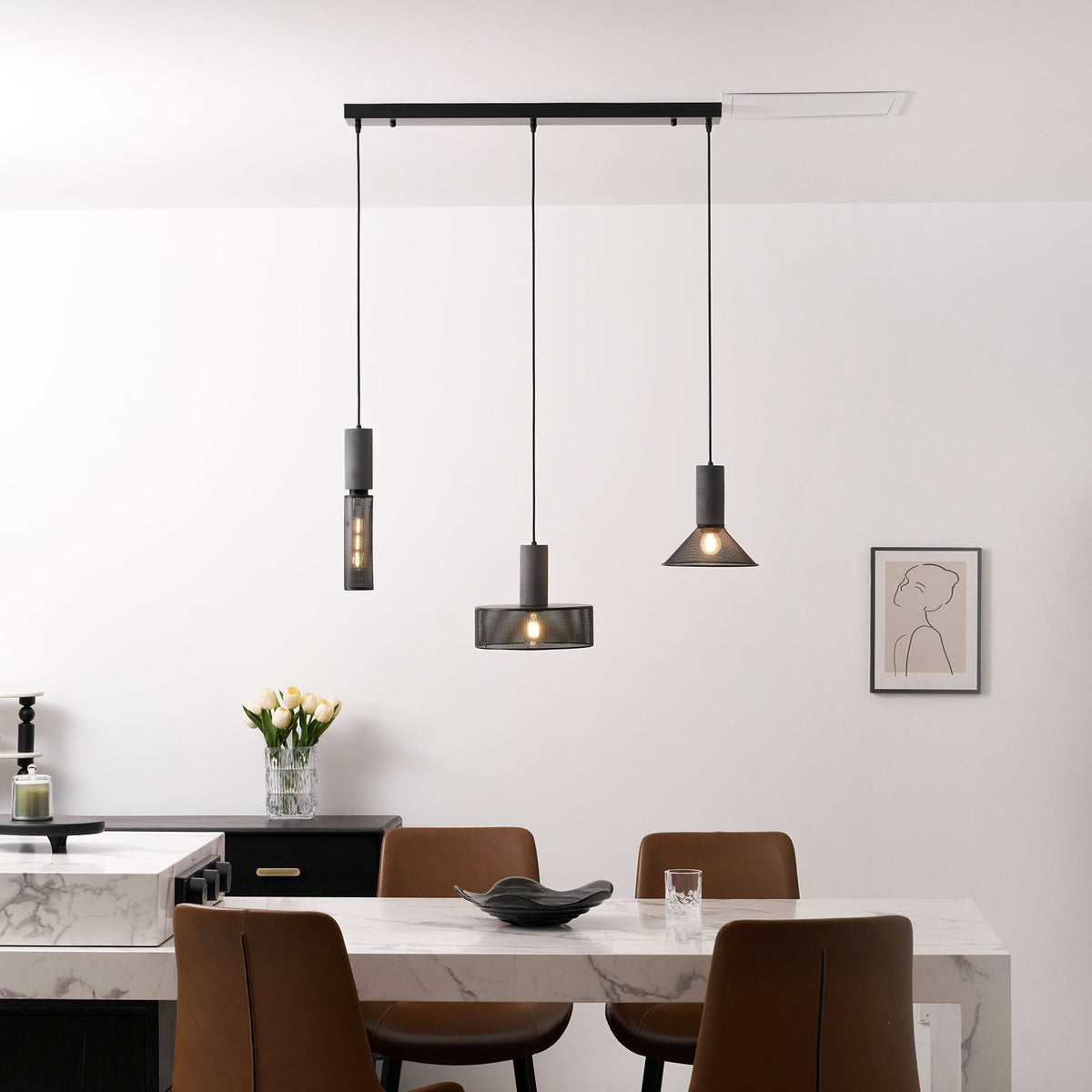 Concrete | Industrial Pendant Light, Cement Hanging Lamp for Kitchen Island, Dining Table and Bar