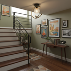 Perch | Ceramic Bird Semi Flush Mount Ceiling Light, Glass Hallway Light Fixture in Brass or Black