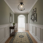 Perch | Ceramic Bird Semi Flush Mount Ceiling Light, Glass Hallway Light Fixture in Brass or Black