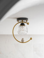 Perch | Ceramic Bird Semi Flush Mount Ceiling Light, Glass Hallway Light Fixture in Brass or Black
