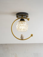 Perch | Ceramic Bird Semi Flush Mount Ceiling Light, Glass Hallway Light Fixture in Brass or Black