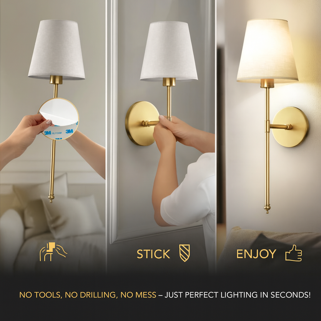 Stockholm | Set of 2 Rechargeable Wall Sconces, Peel and Stick Bedroom Lights