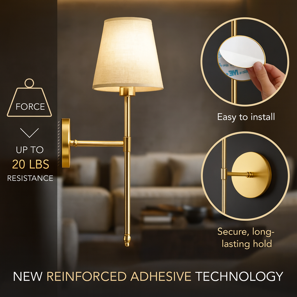 Stockholm | Set of 2 Rechargeable Wall Sconces, Peel and Stick Bedroom Lights