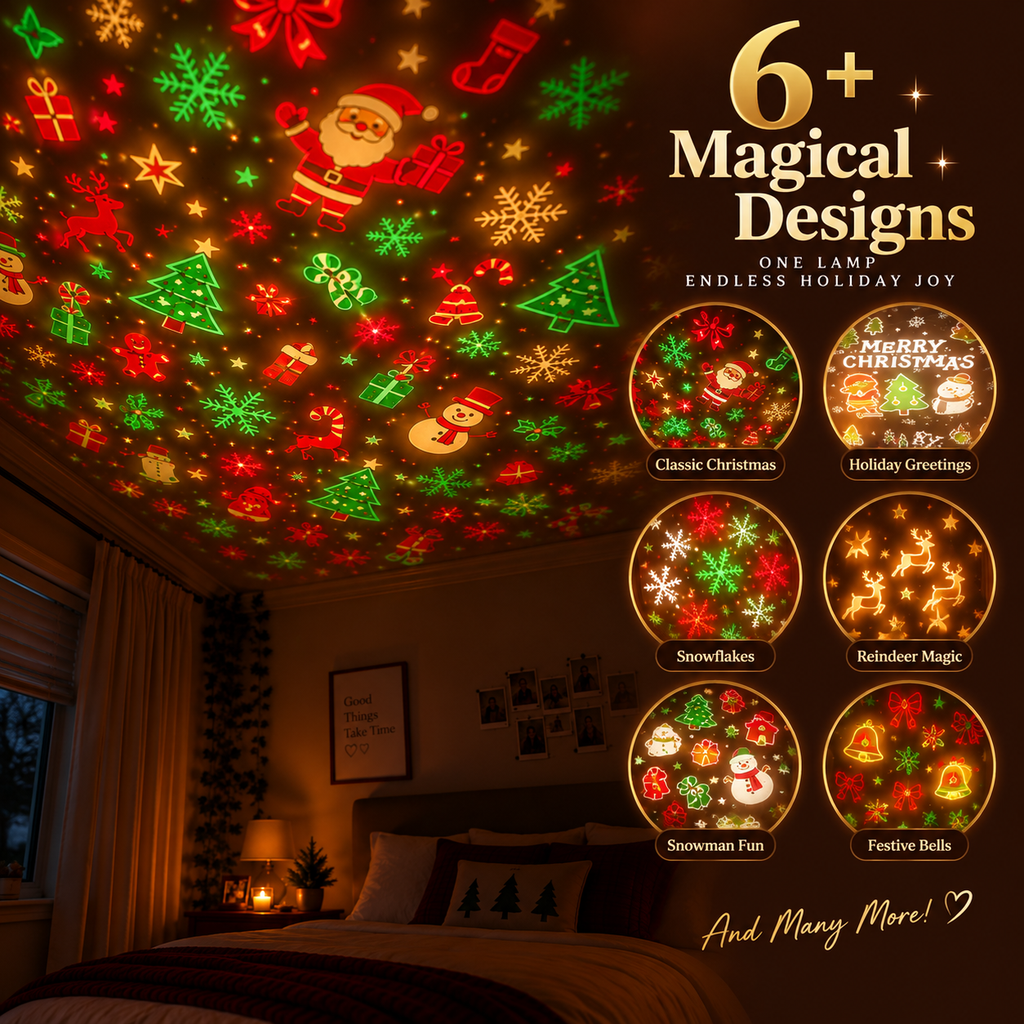 Fir | Mini Christmas Tree Projector Light, USB LED Holiday Night Light, Tabletop Christmas Decor and Gift