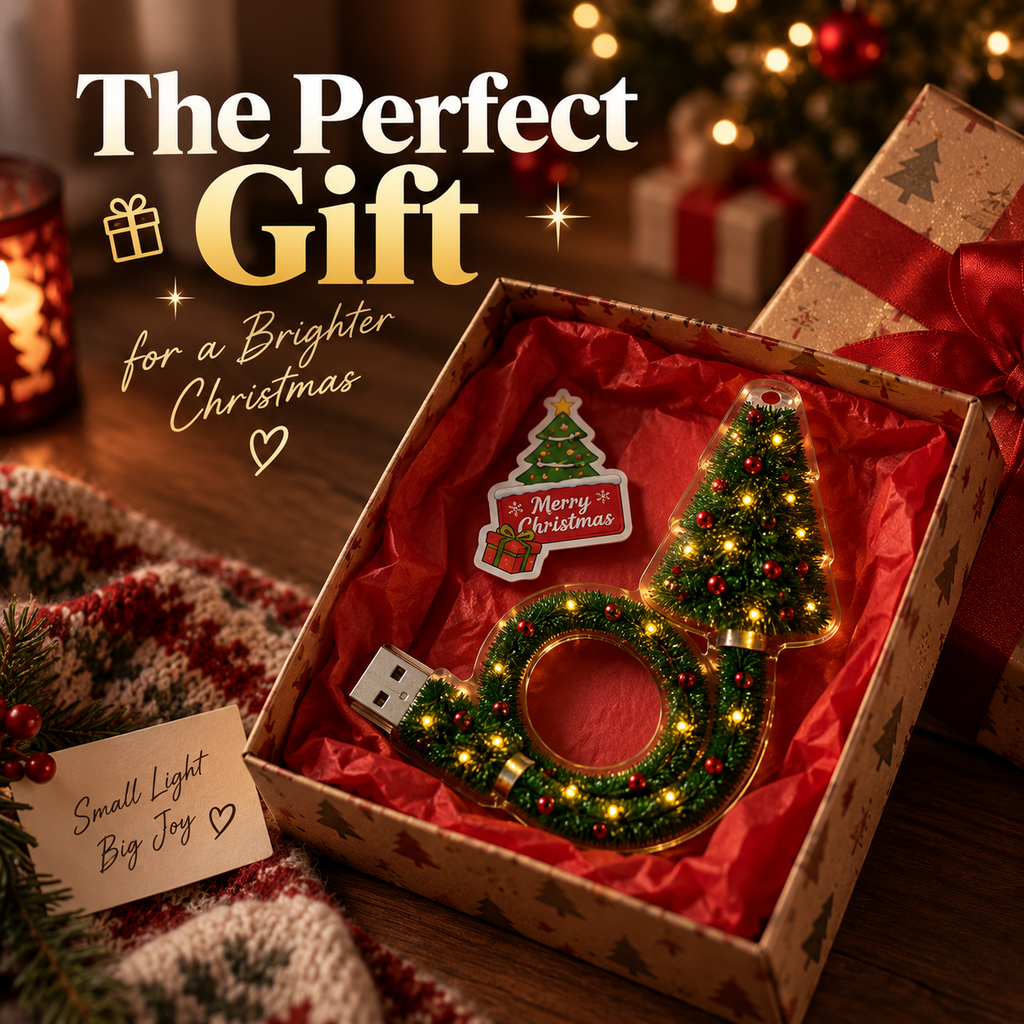 Fir | Mini Christmas Tree Projector Light, USB LED Holiday Night Light, Tabletop Christmas Decor and Gift