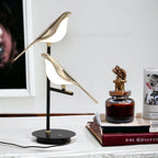 Wren | Bird Table Lamp, Gold LED Desk Lamp with Two Birds, Modern Nordic Bedside Lamp