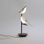 Wren | Bird Table Lamp, Gold LED Desk Lamp with Two Birds, Modern Nordic Bedside Lamp