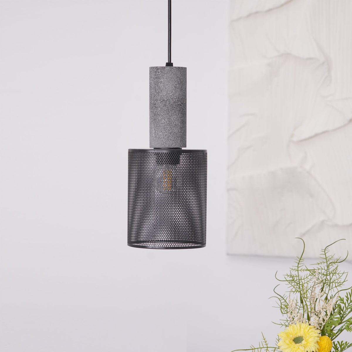 Concrete | Industrial Pendant Light, Cement Hanging Lamp for Kitchen Island, Dining Table and Bar