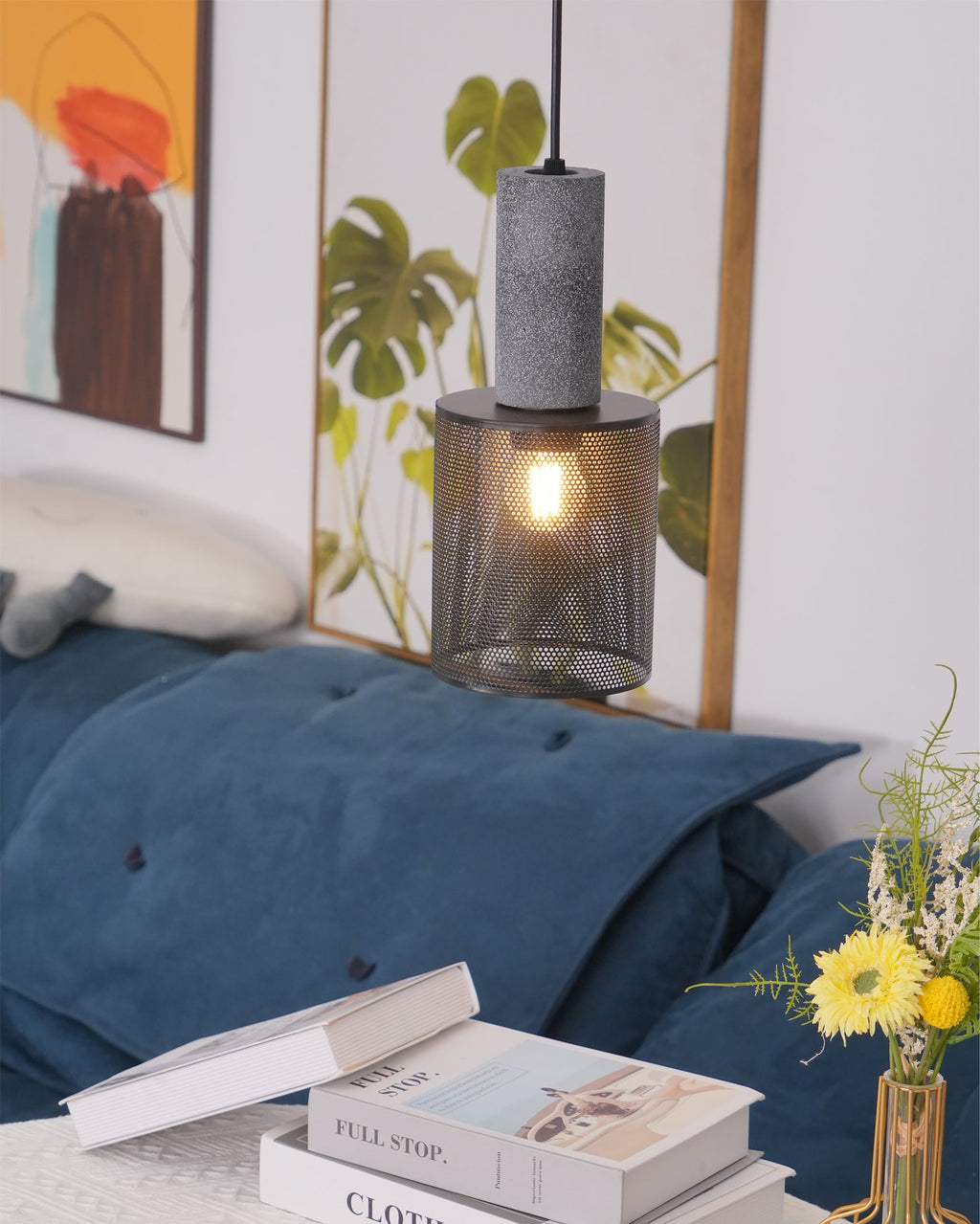 Concrete | Industrial Pendant Light, Cement Hanging Lamp for Kitchen Island, Dining Table and Bar