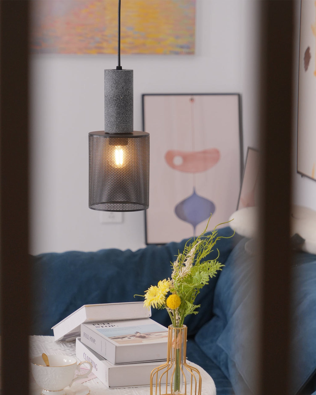 Concrete | Industrial Pendant Light, Cement Hanging Lamp for Kitchen Island, Dining Table and Bar