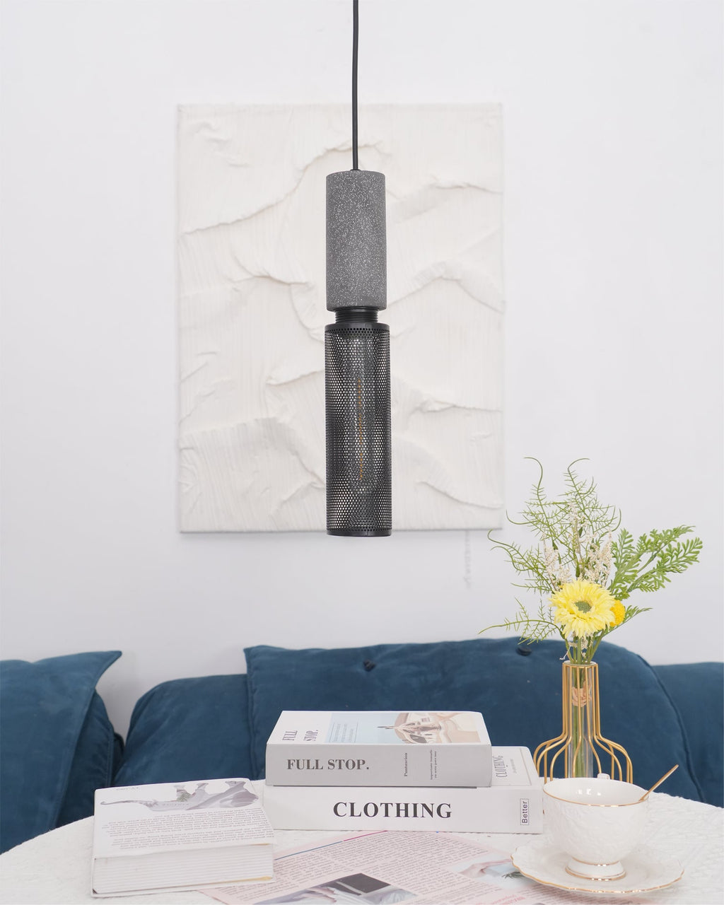Concrete | Industrial Pendant Light, Cement Hanging Lamp for Kitchen Island, Dining Table and Bar