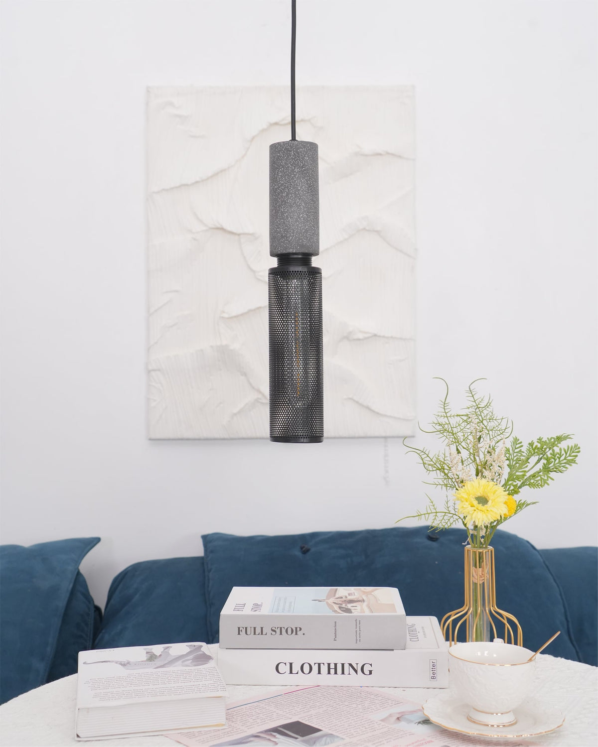 Concrete | Industrial Pendant Light, Cement Hanging Lamp for Kitchen Island, Dining Table and Bar