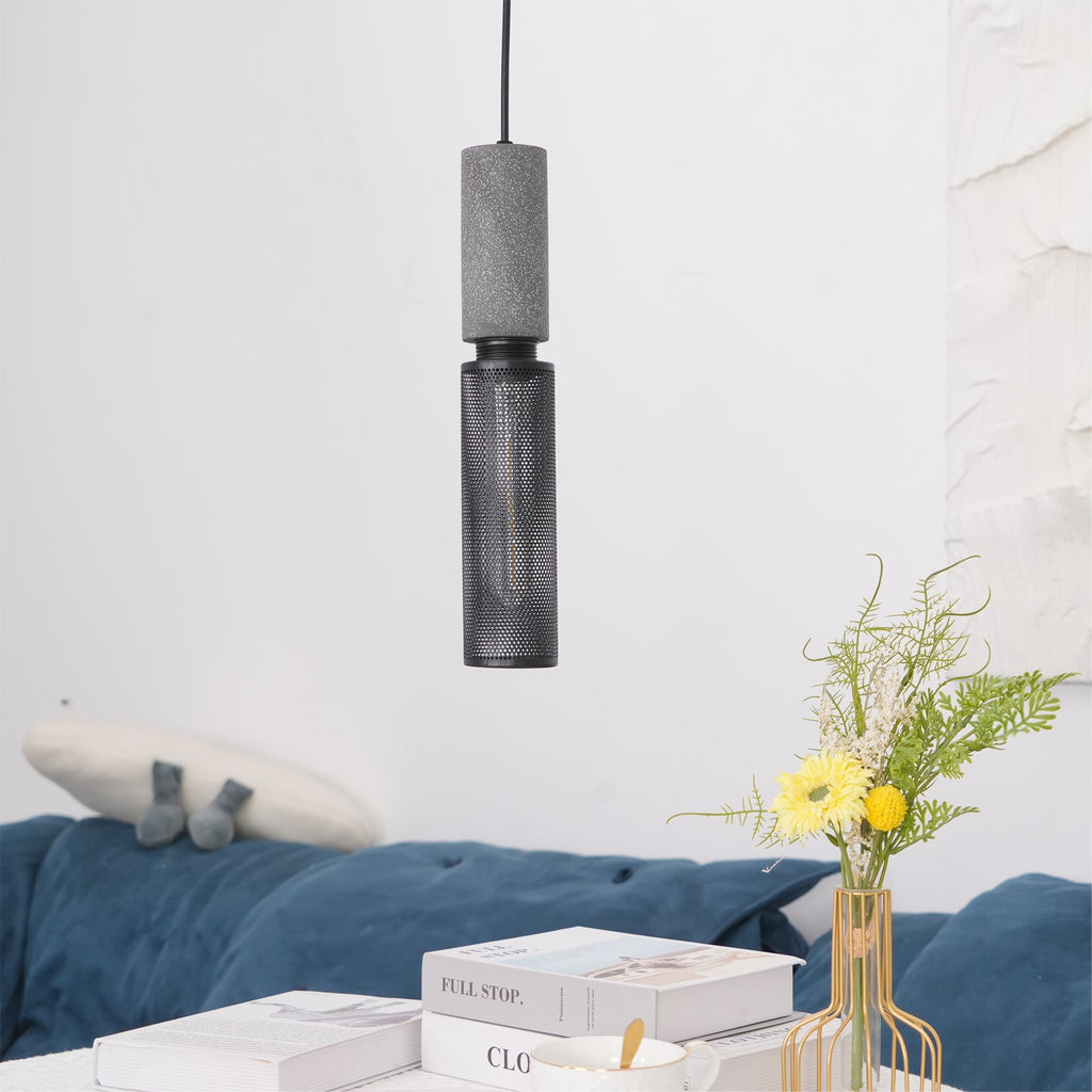 Concrete | Industrial Pendant Light, Cement Hanging Lamp for Kitchen Island, Dining Table and Bar