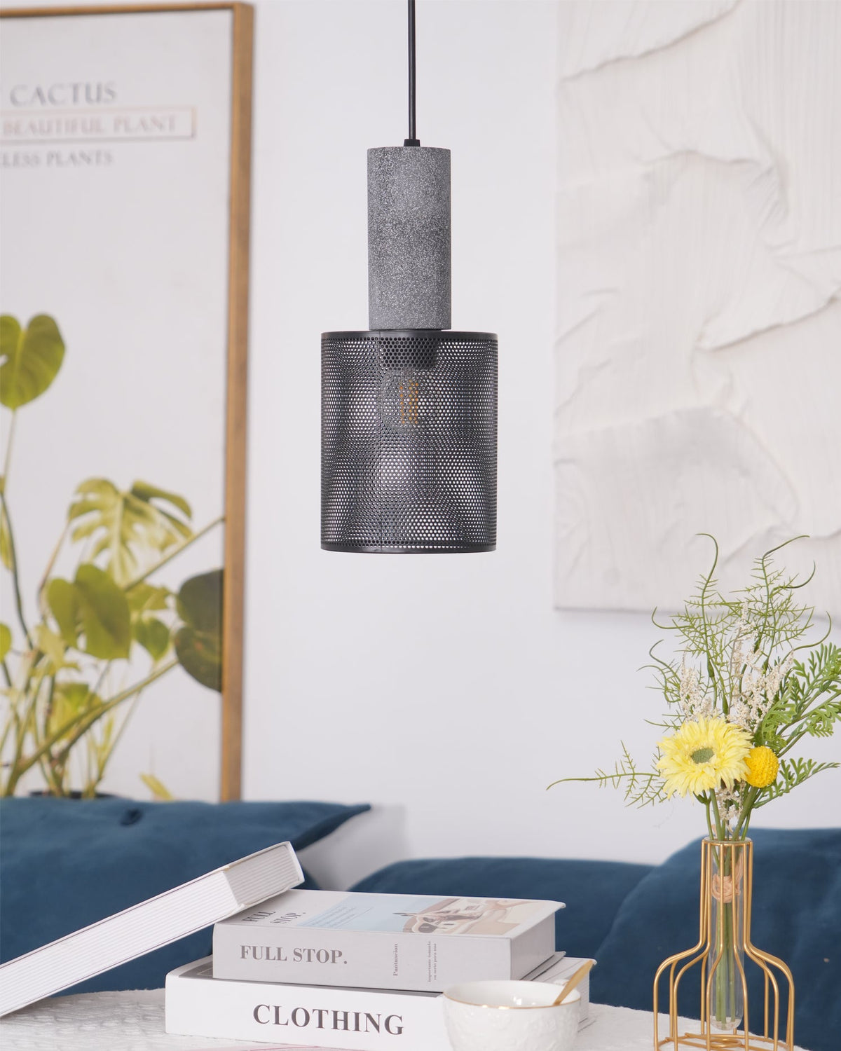 Concrete | Industrial Pendant Light, Cement Hanging Lamp for Kitchen Island, Dining Table and Bar