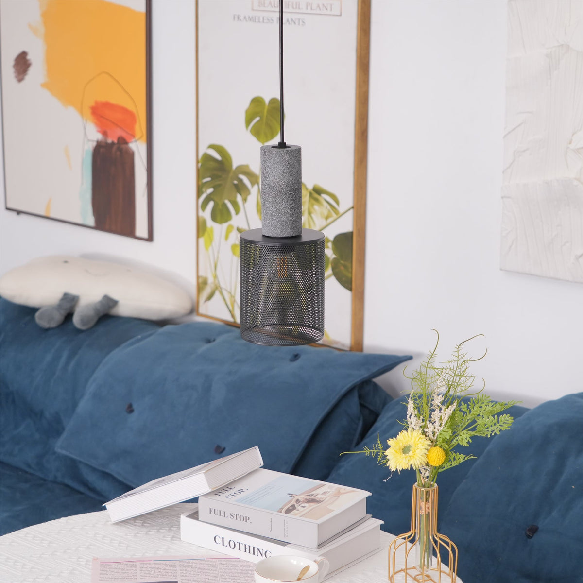 Concrete | Industrial Pendant Light, Cement Hanging Lamp for Kitchen Island, Dining Table and Bar