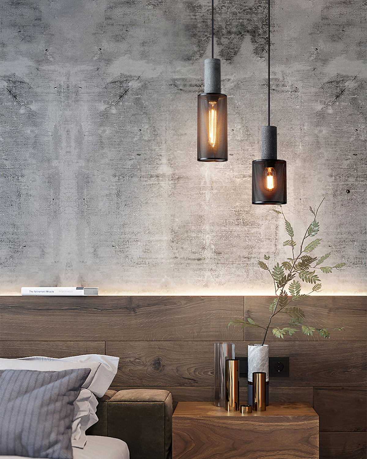 Concrete | Industrial Pendant Light, Cement Hanging Lamp for Kitchen Island, Dining Table and Bar