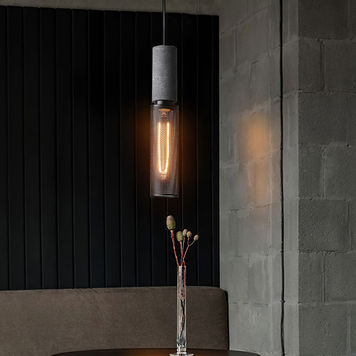 Concrete | Industrial Pendant Light, Cement Hanging Lamp for Kitchen Island, Dining Table and Bar