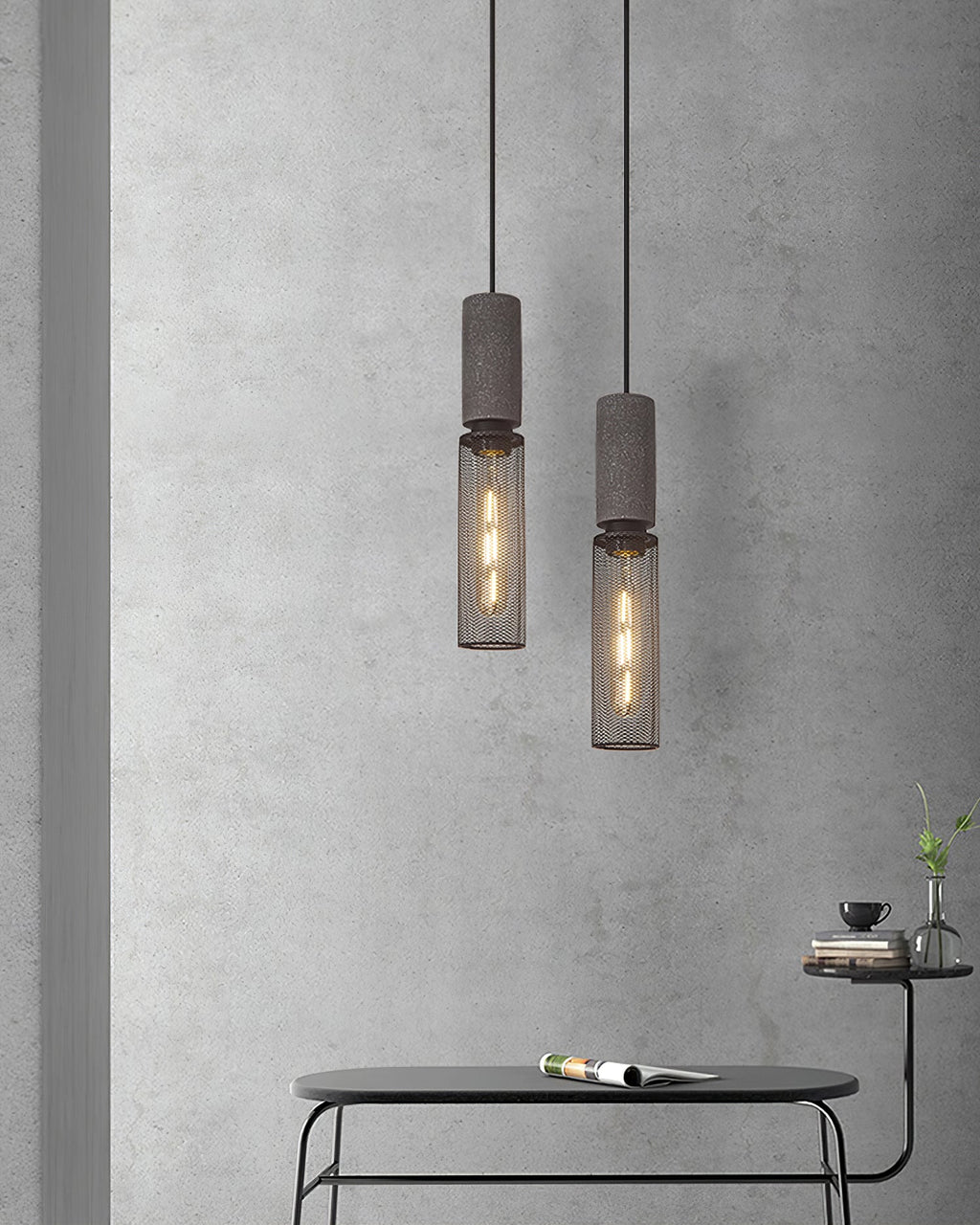 Concrete | Industrial Pendant Light, Cement Hanging Lamp for Kitchen Island, Dining Table and Bar