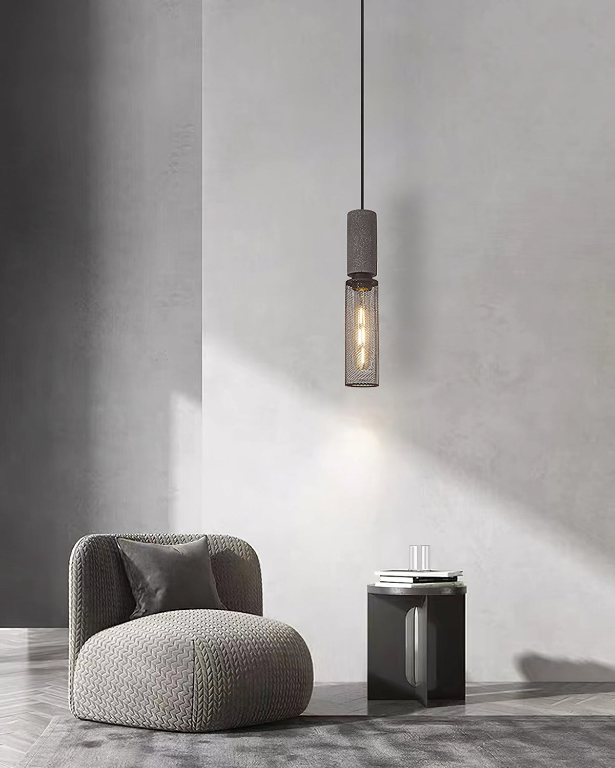 Concrete | Industrial Pendant Light, Cement Hanging Lamp for Kitchen Island, Dining Table and Bar