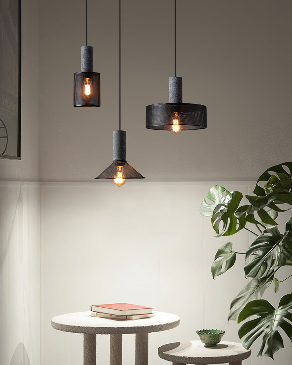 Concrete | Industrial Pendant Light, Cement Hanging Lamp for Kitchen Island, Dining Table and Bar