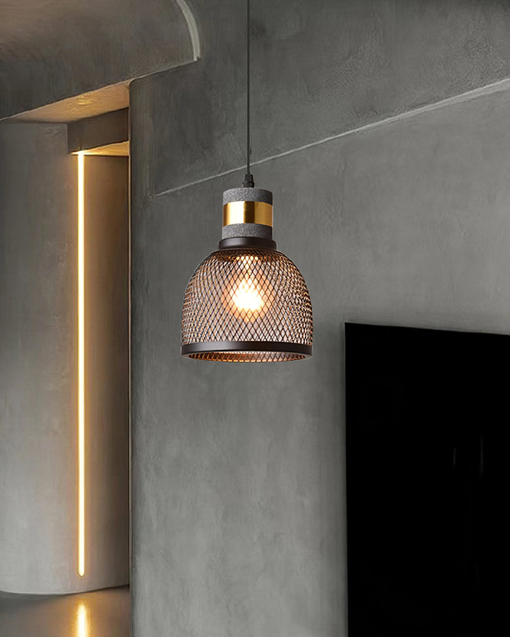 Concrete | Industrial Pendant Light, Cement Hanging Lamp for Kitchen Island, Dining Table and Bar