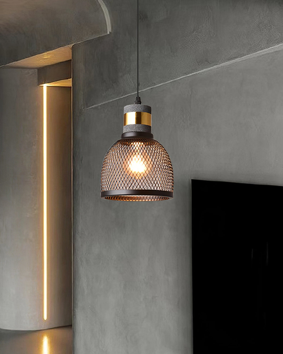 Concrete | Industrial Pendant Light, Cement Hanging Lamp for Kitchen Island, Dining Table and Bar