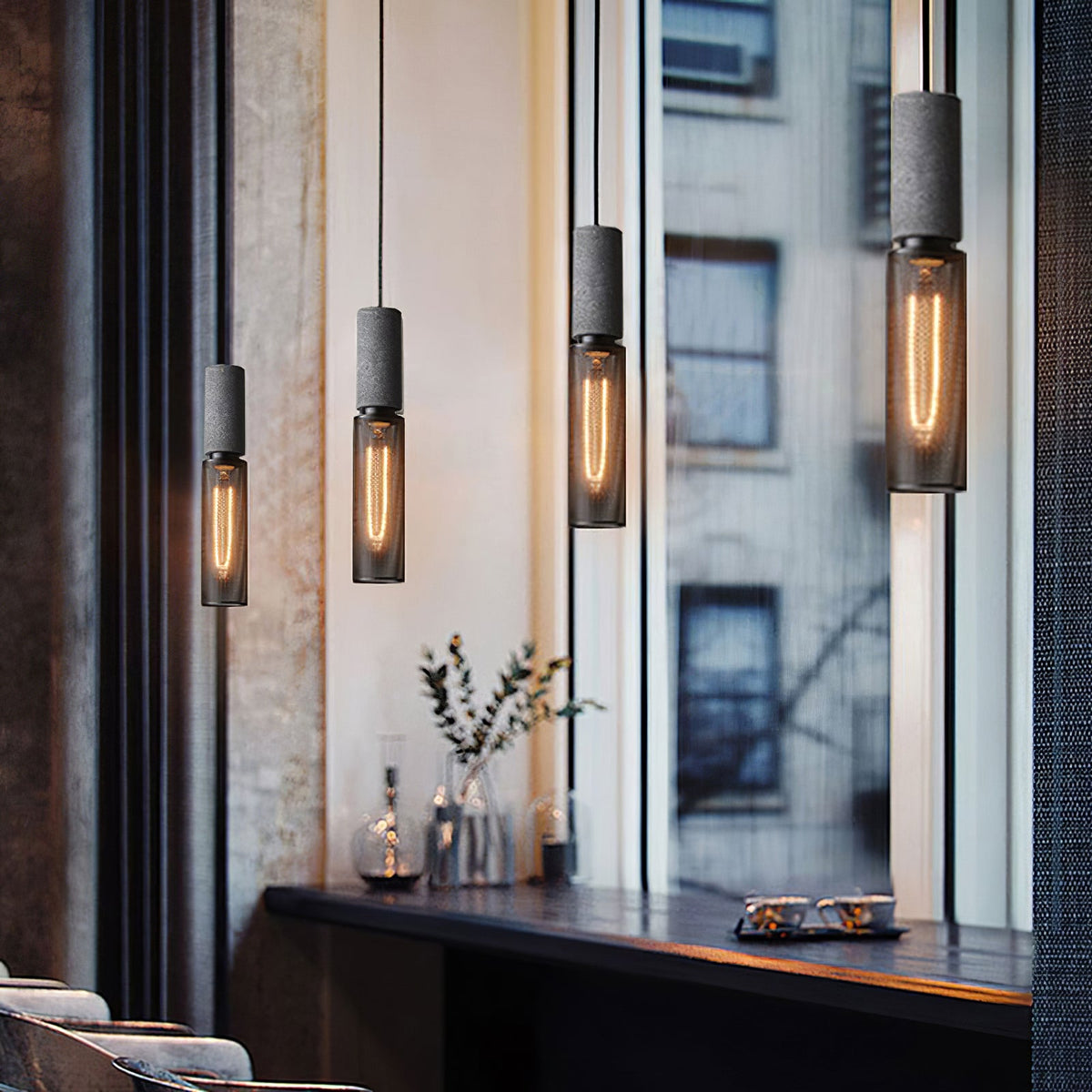 Concrete | Industrial Pendant Light, Cement Hanging Lamp for Kitchen Island, Dining Table and Bar