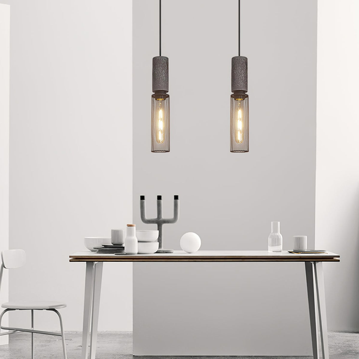 Concrete | Industrial Pendant Light, Cement Hanging Lamp for Kitchen Island, Dining Table and Bar